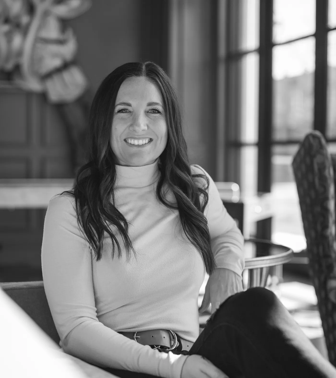 Black and white portrait of Mallory Robinson